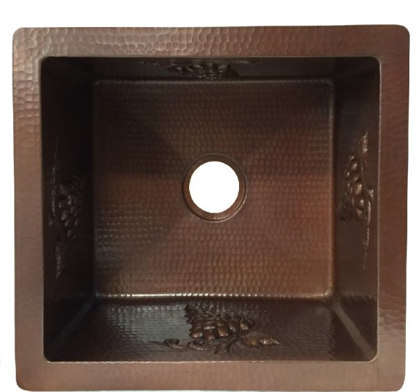 Copper Square Bar Sink With Designs