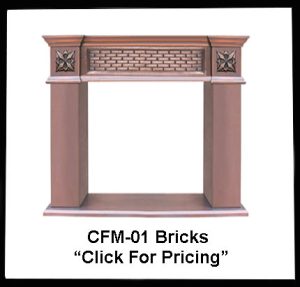 copper fireplace mantel with brick design