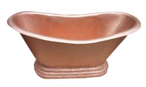 Copper bath tub with new penny patina finish
