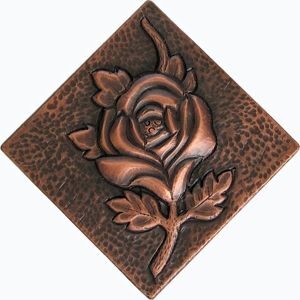 copper tile with rose design