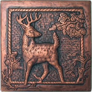 copper tile with deer design