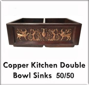 copper kitchen double bowl sink