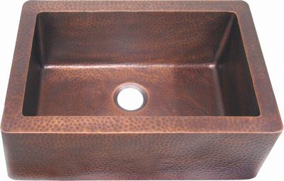 Copper sink in coffee patina finish