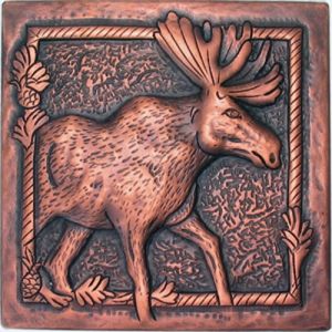 Copper tile with moose design