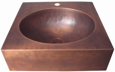Unique sink bowl with square sides and coffee finish