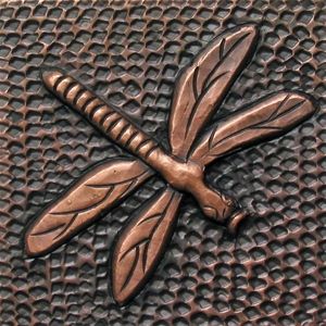 Copper tile with dragonfly design