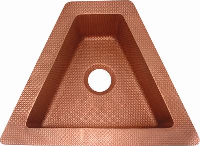 Copper triangle sink with old penny patina