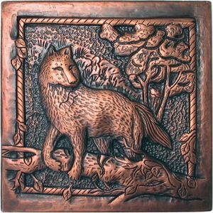 Copper tile with fox design