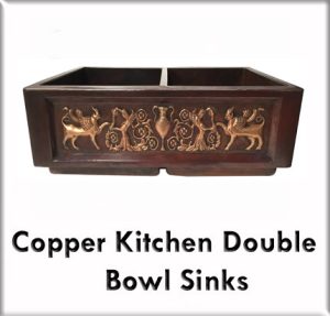 Copper kitchen double bowl sinks