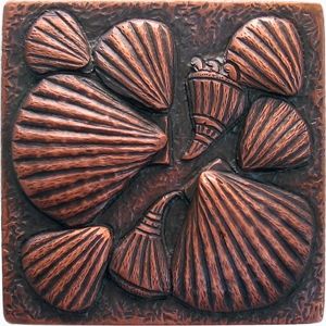 Copper tile with shell fish design