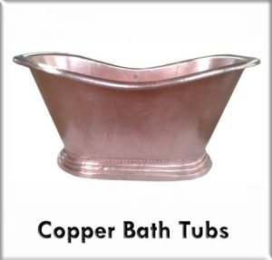 Pedestal copper bath tub in new penny patina