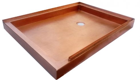 copper shower pan with double flange